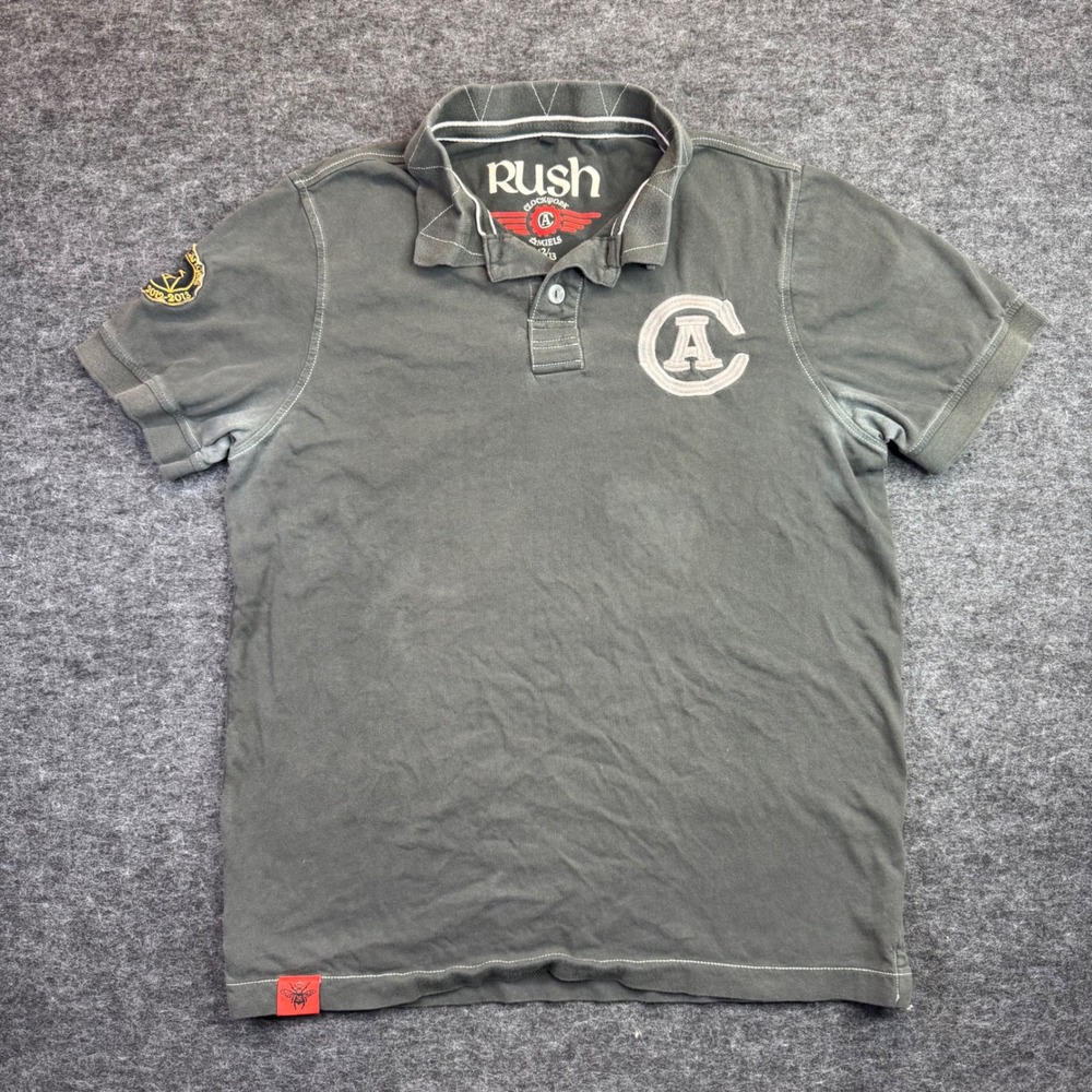 Rush Clockwork Angels World Tour Polo Shirt Mens L 2012-13 Band Tee (Read)